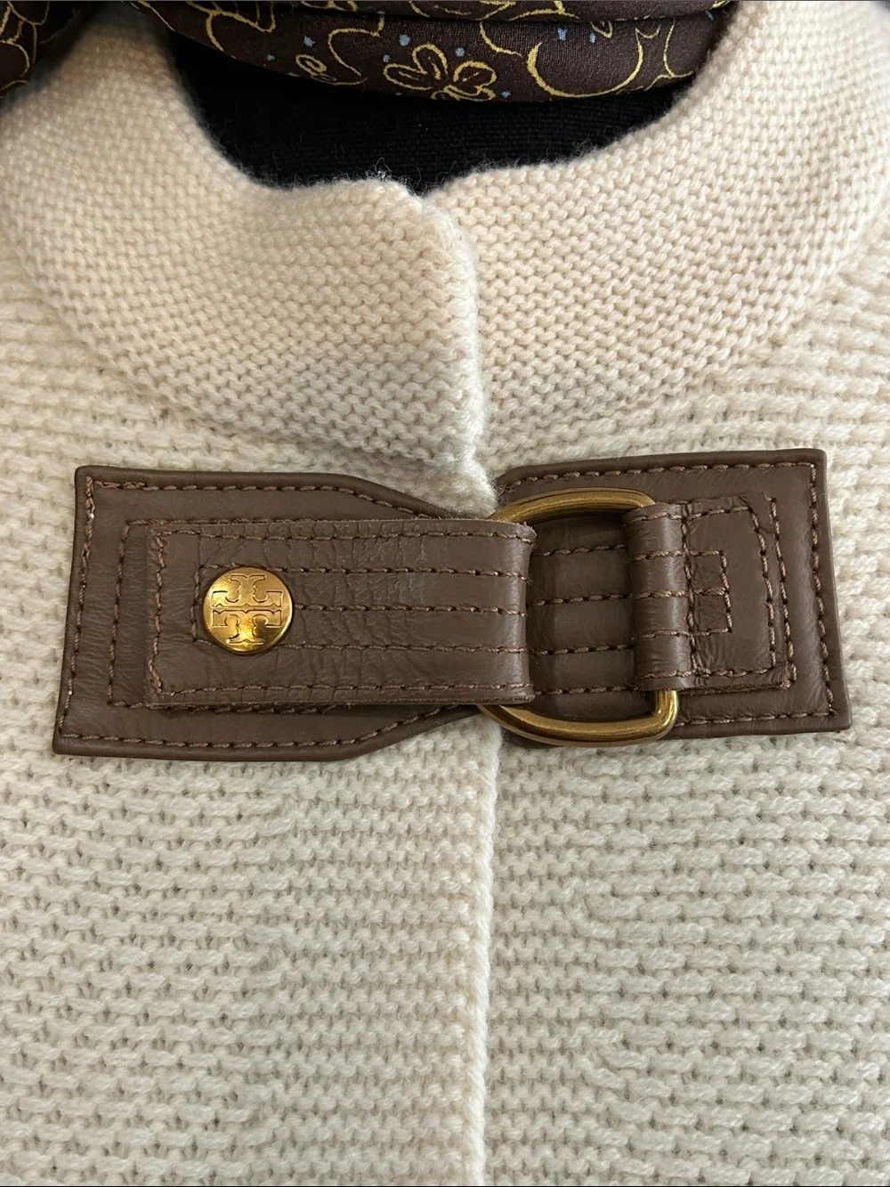 NWT Tory Burch Sz XS Cream Knit Buckle-Front Ross Cardigan Sweater Jacket
